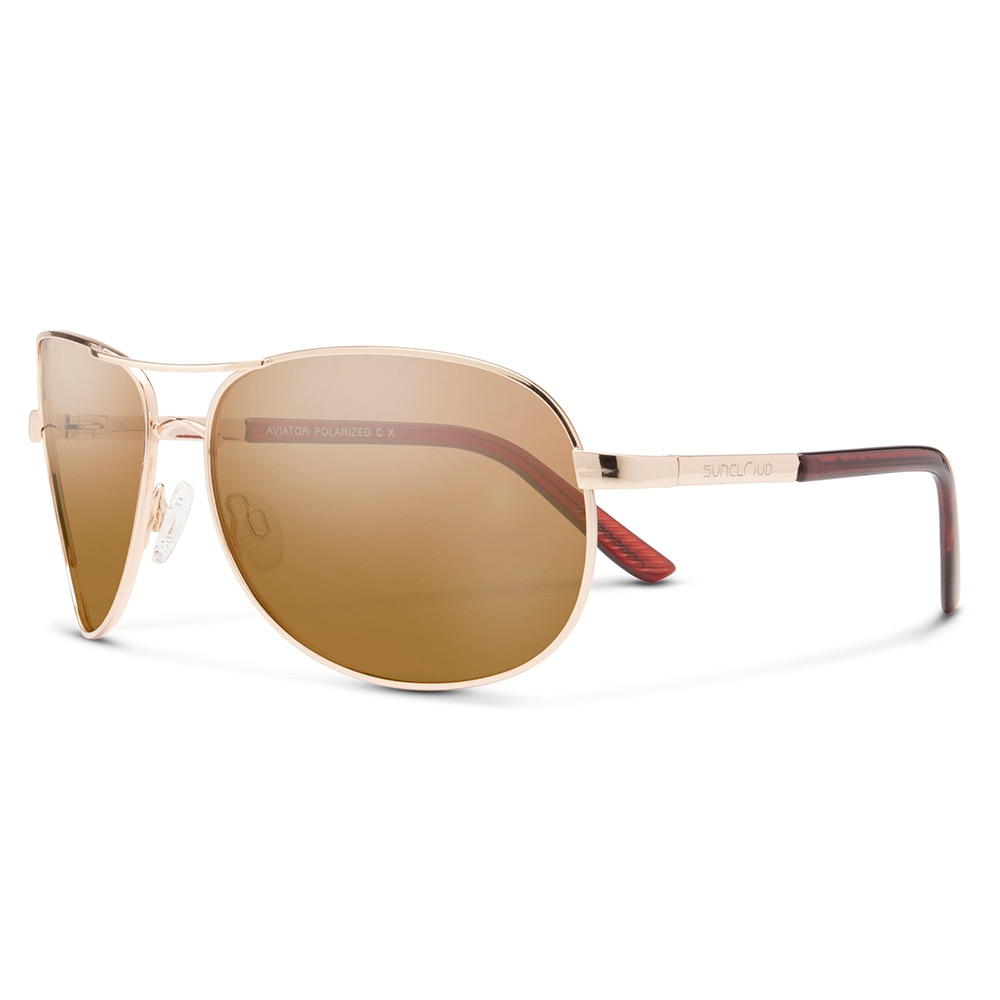 Suncloud Aviator Sunglasses Polarized in Gold with Brown